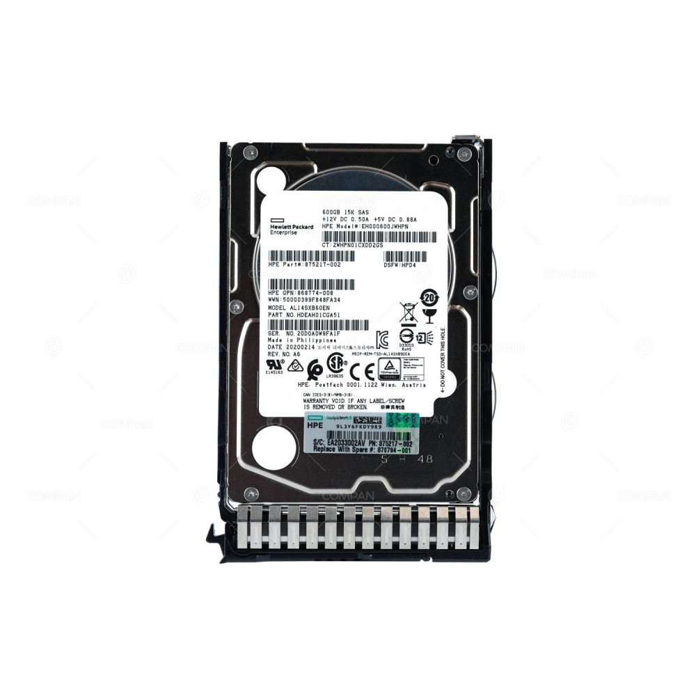 870794-001 HP HDD 600GB 15K SAS 12G 2.5" SFF HOT-SWAP